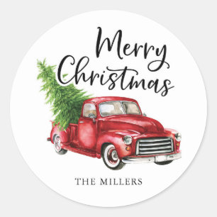 Red Truck Christmas Sticker