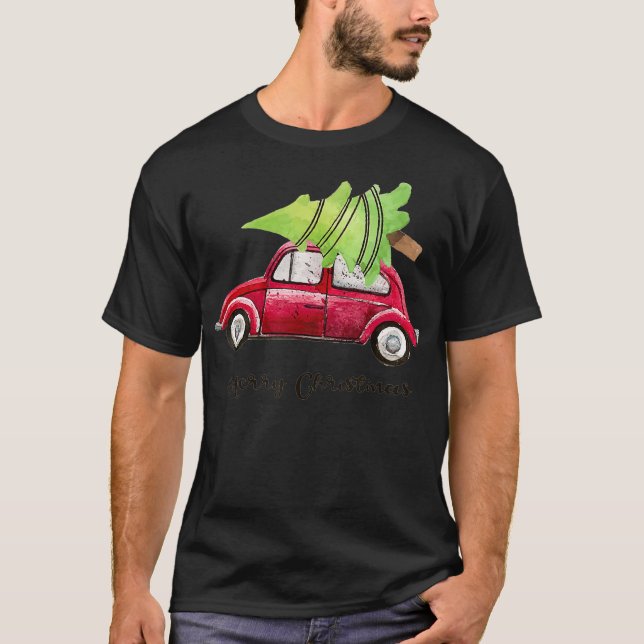 Red Truck Christmas Tree Pajamas  T-Shirt (Front)