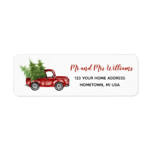 Red Truck Christmas Tree Return Address