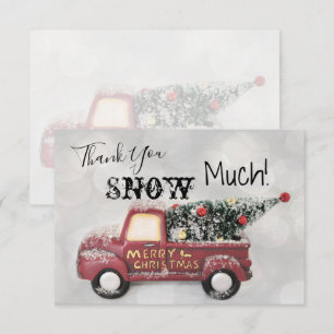 Red Truck Christmas Tree Thank You Snow Much Card