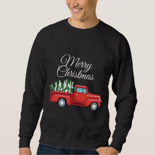 Red Truck Christmas Tree Vintage Wagon Merry Xmas Sweatshirt