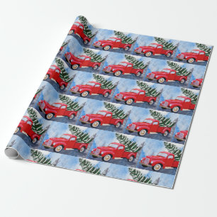 Red Truck Christmas Wrapping Paper