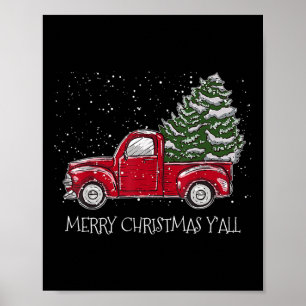 Red Truck Christmas Xmas Vintage Merry Christmas Y Poster