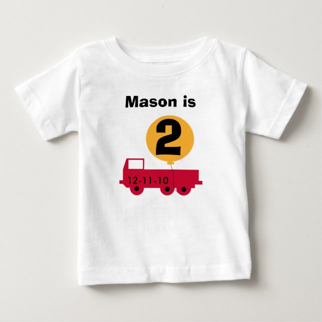 Red Truck Customisable Birthday Tshirts (Front)