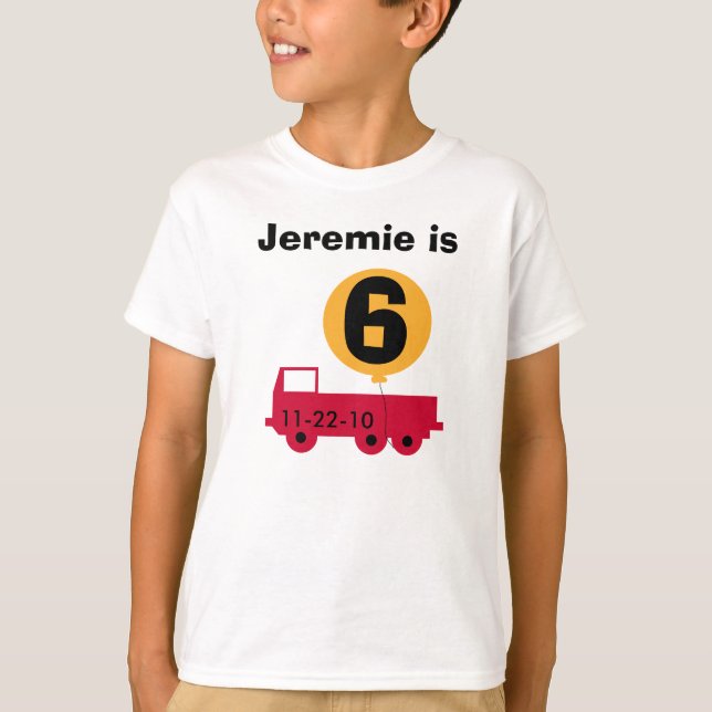 Red Truck Customisable Birthday Tshirts (Front)