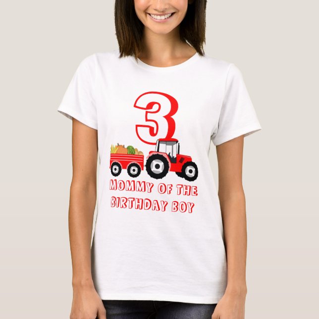 Red Truck Farm Produce Mummy Birthday Boy T-Shirt (Front)