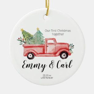 Red Truck first christmas together ornament