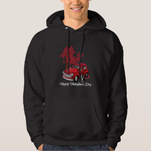 Red Truck Happy Valentines Day Boston Terrier Dog Hoodie