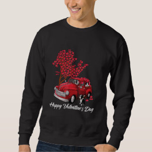 Red Truck Happy Valentines Day Boston Terrier Dog Sweatshirt