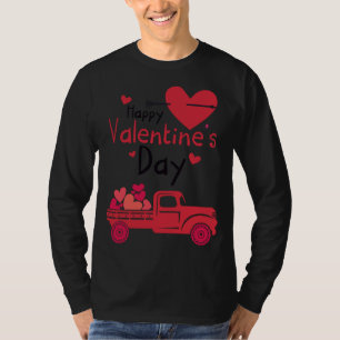 Red Truck Happy Valentine's Day Couple Matching T-Shirt