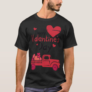 Red Truck Happy Valentine's Day Couple Matching T-Shirt