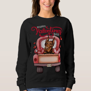 Red Truck Happy Valentines Day Doberman Pinscher D Sweatshirt