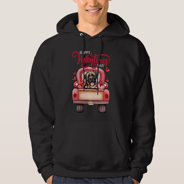Red Truck Happy Valentines Day Mastiff Dog Hearts Hoodie (Front)