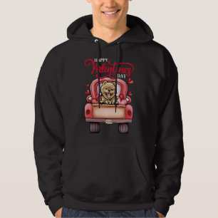 Red Truck Happy Valentines Day Pomeranian Dog Hear Hoodie