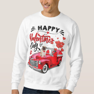 Red Truck Happy Valentine's Day Pub Dog Hearts Sweatshirt