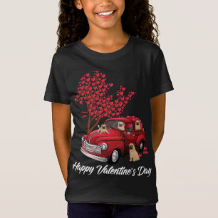 Red Truck Happy Valentines Day Pug dog lover heart T-Shirt