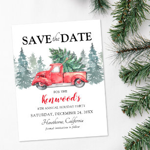 Red Truck Holiday Party Save the Date Postcard