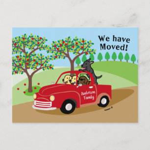 Red Truck Labradors New Address Announcement Postcard