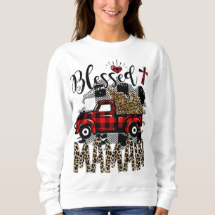 Red truck Leopard blessed Mamaw best gift for gran Sweatshirt