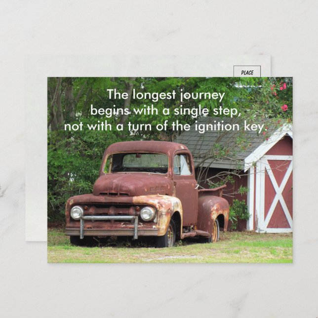Red Truck - Longest Journey - Quote Postcard (Front/Back)