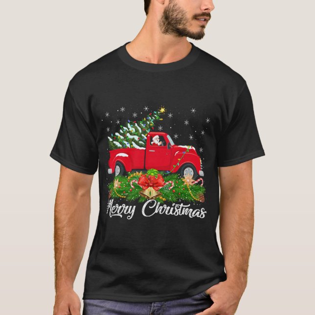 Red Truck Lover Matching Santa Hat Red Truck Chris T-Shirt (Front)