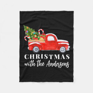 Red Truck Matching Family Christmas Fleece Blanket
