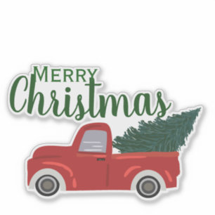 Red truck merry Christmas