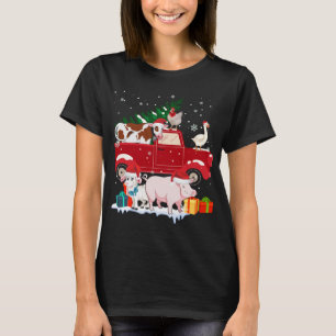 Red Truck Merry Christmas Animals Loves Farm Farme T-Shirt