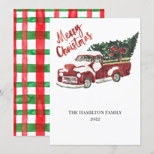 Red Truck Merry Christmas Holiday Card
