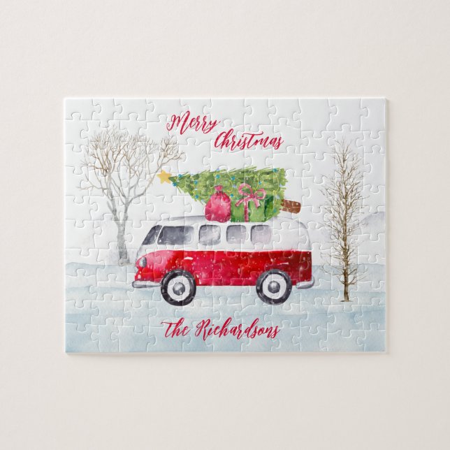 Red Truck Merry Christmas Jigsaw Puzzle (Horizontal)
