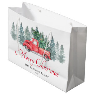 Red Truck Merry Christmas Large Gift Bag
