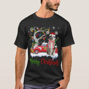 Red Truck Merry Christmas Tree Australian Shepherd T-Shirt