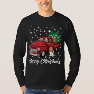 Red Truck Merry Christmas Tree Basset Hound Christ T-Shirt