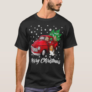 Red Truck Merry Christmas Tree Basset Hound Christ T-Shirt