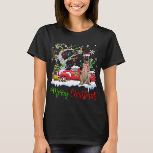 Red Truck Merry Christmas Tree Belgian Shepherd Pa T-Shirt