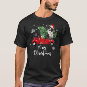 Red Truck Merry Christmas Tree Border Collie Dog C T-Shirt