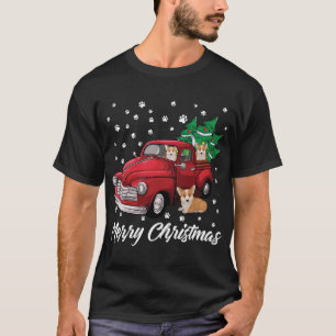 Red Truck Merry Christmas Tree Corgi Dog Christmas T-Shirt