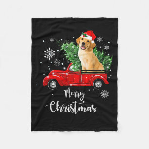Red Truck Merry Christmas Tree Golden Retriever Ch Fleece Blanket