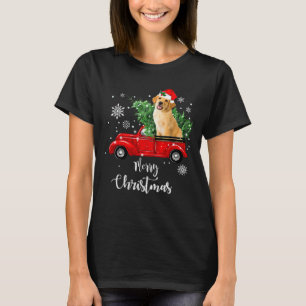 Red Truck Merry Christmas Tree Golden Retriever Ch T-Shirt