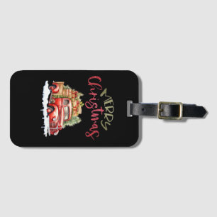 Red Truck Merry Christmas Tree Santa Cute Vintage Luggage Tag