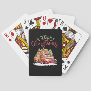 Red Truck Merry Christmas Tree Santa Cute Vintage Playing Cards