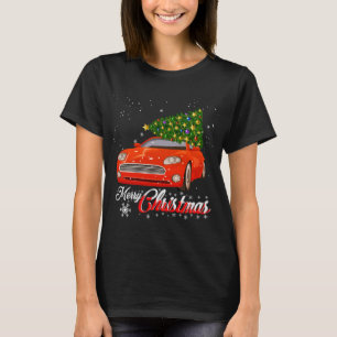 Red Truck Merry Christmas Tree Vintage Red Pickup T-Shirt