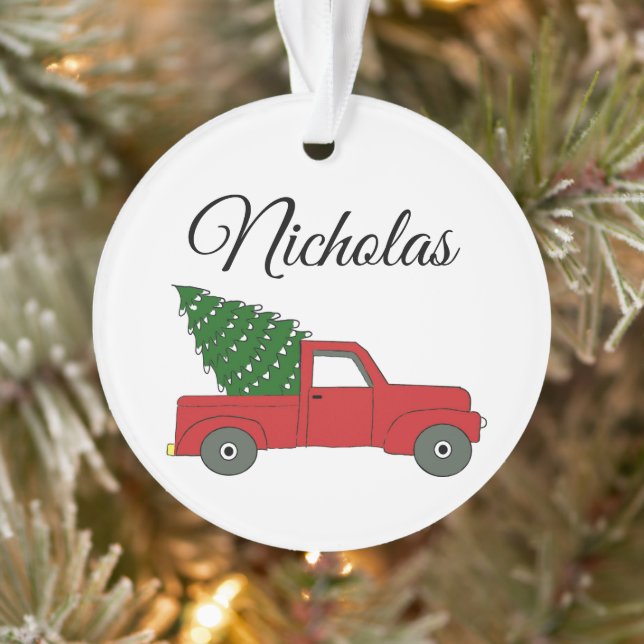 "Red Truck" Personalised  Ornament (Tree)