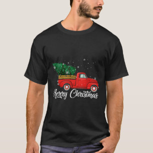 Red Truck Pick Up Christmas Tree Vintage Holiday T-Shirt