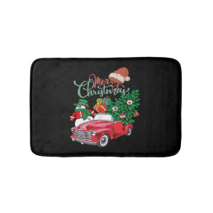 Red Truck Pickup Christmas Tree Merry Christmas Sn Bath Mat
