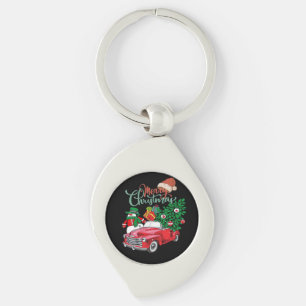 Red Truck Pickup Christmas Tree Merry Christmas Sn Key Ring
