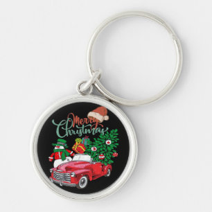 Red Truck Pickup Christmas Tree Merry Christmas Sn Key Ring
