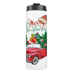 Red Truck Pickup Christmas Tree Merry Christmas Sn Thermal Tumbler