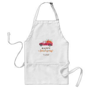 Red Truck Pumpkin Friendsgiving Fall Script Cute Standard Apron