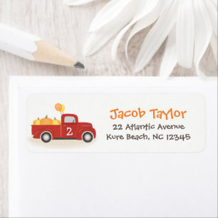 Red Truck Pumpkins Balloon Fall Birthday Boy
